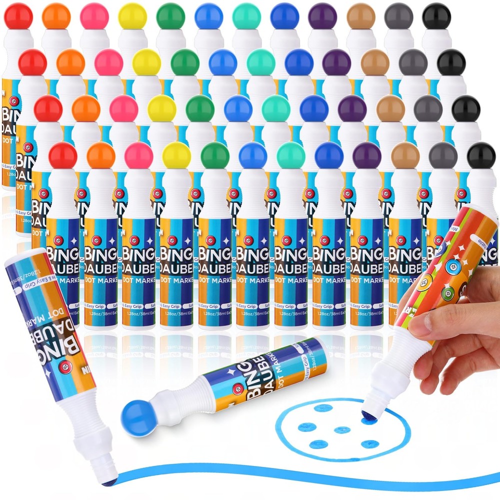 48 Pack Mixed Color Bingo Daubers Dot Markers Art Supplies for Painting Crafts