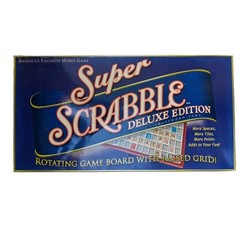 Super Scrabble Deluxe Edition 2006 Game Rotating Board Raised Grid COMPLETE