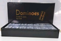 DOMINOES DOUBLE SIX GAME JUMBO SET 28 TILES & CASE (Blue)