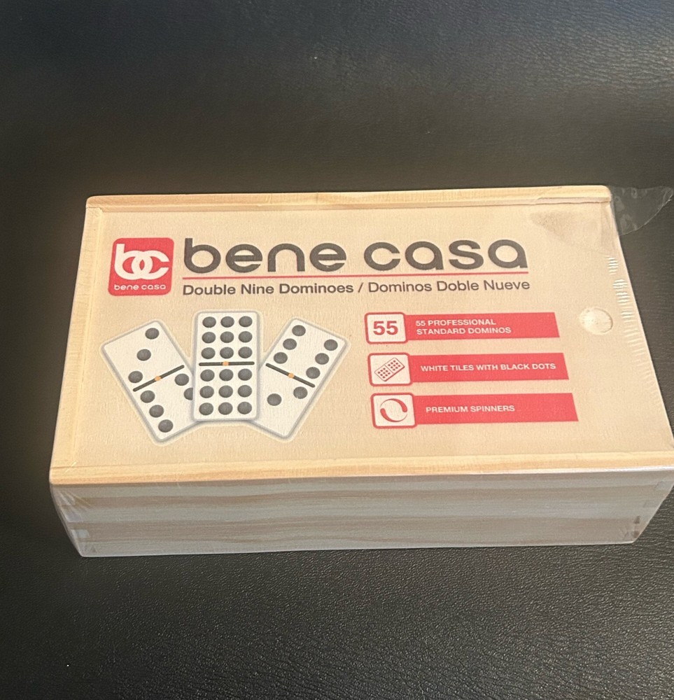 Bene Casa Dominoes Set -Double Nine – 55 pc – Sealed wooden box