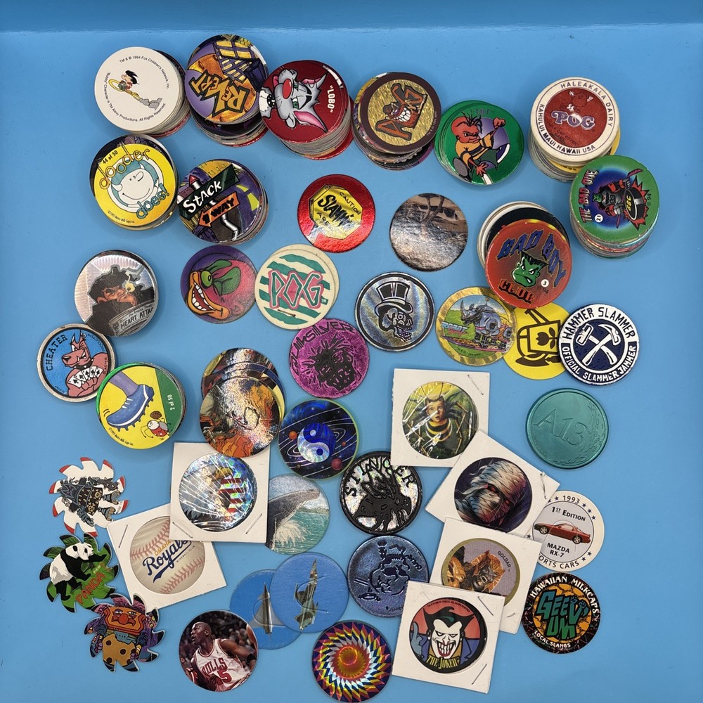Lot of 175+ POGs, Slammers and Milk Caps – Various characters, shapes, etc.