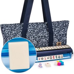 American Mahjong “Blue Calico” Floral Soft Case All-in-One Racks FX-AM007-A