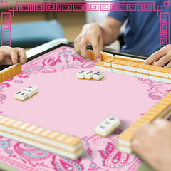 Mini Mahjong Mat for Travel Set 22×22 Inch Paisley Floral Majiang Mat Cute Color