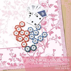 22 Inch Mini Chinoiserie Mahjong Mat for Travel Set Pink and White Floral Mahjon