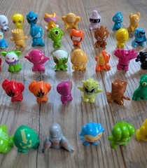 Lot of 53 Vintage Crazy Bones. Mixed Lot. Various Characters & Colors W/bags