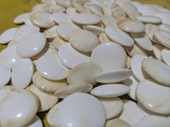 Vintage Suwabute Clam Go Stones Size22 made in Hyuga with Go Bowls Japan