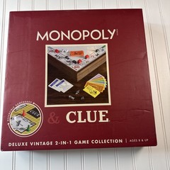 MONOPOLY and Clue Deluxe Vintage 2 in 1 Wood Game Collection, SEALED BRAND NEW