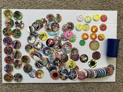 Vintage POG Pogs and Slammers HUGE LOT Plastic Slammers with Various POG Caps
