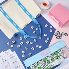 Sunnymove 2 Pcs Embroidered Mahjong Canvas 21.65 x 14.96 x 5.91 inches, Blue