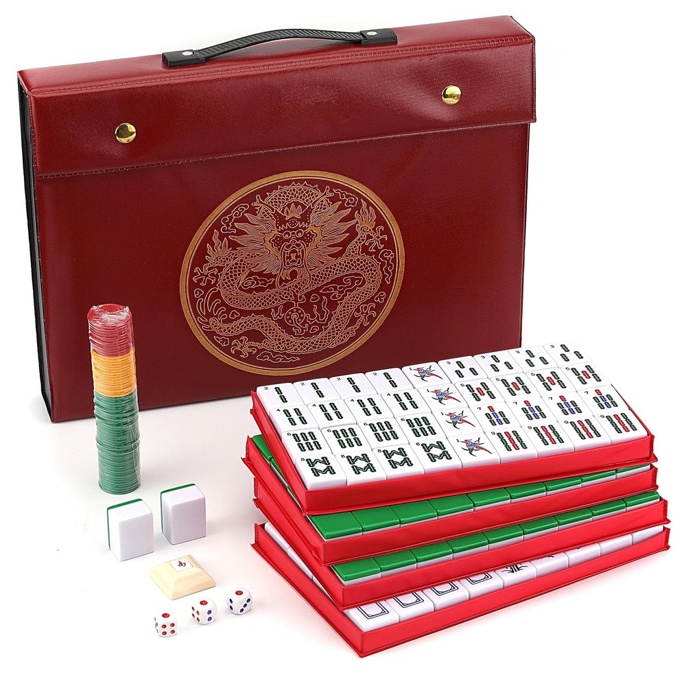 Mose Cafolo Chinese Mahjong Set X-Large 146 Numbered Large, Green Tiles