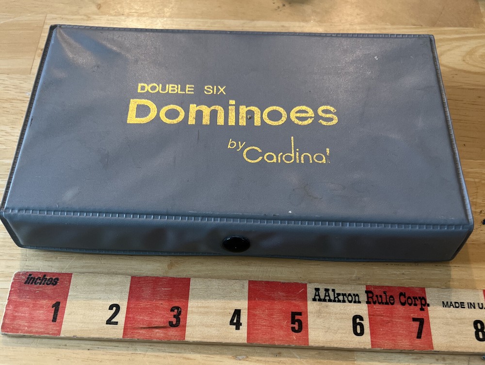 Vintage Dominoes by Cardinal 28 Dominoes Pieces Double Six in Gray Case Complete