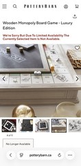New in box Monopoly Pottery Barn Deluxe Edition Wooden Luxury Board