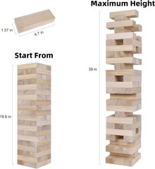 Wooden Giant Tumble Tower Game – 60 Blocks for Thrilling Fun & Skill Development