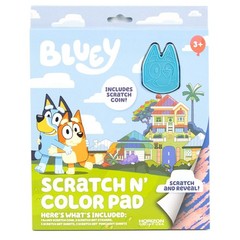 Bluey Scratch n Color Pad 9 Page Activity Coloring Book Stickers Kids 1-3
