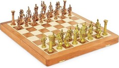 Brass Chess Set | Maple Wood Folding Board | Antique-Finish Metal Pieces,