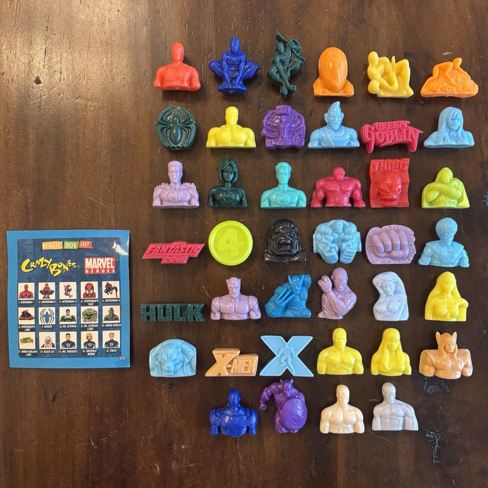 ALL SOLID COLOR COMPLETE SET Gogos Crazy Bones European 2006 MARVEL HEROES