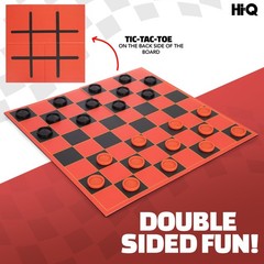 2 in 1 Black Red Checkers and Tic Tac Toe Family Game Set Portable Fun