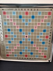 Scrabble Deluxe Edition 1989 MB No. 4034 Red Tiles Rotating Turntable Board Game