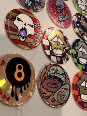 1990s Lot of 30 POISON Skull Bones Pogs Slammer Holographic Milk Caps Lot Mint!