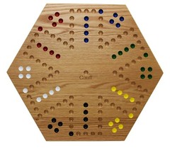Solid Oak Wood Double Sided Marbles Board Game Hand Painted 20 inch