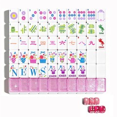 HYZYey Mahjong Tile Set 160 Acrylic Sparkle Pink Blossom American Mah Jongg G…