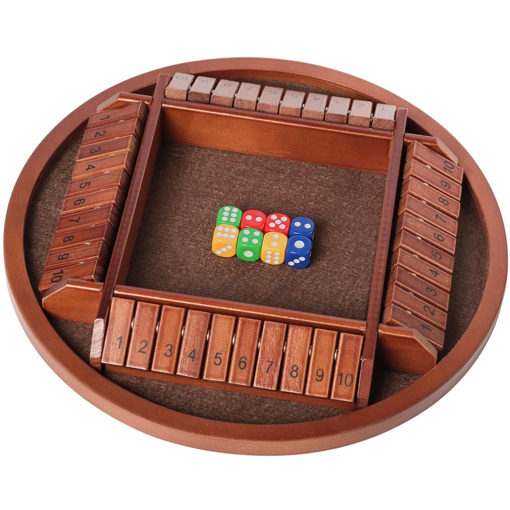 Shut The Box Dice Game 24 Player Wooden Table Math Educational Home Party