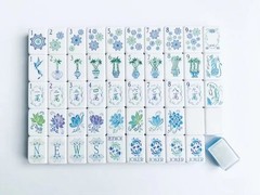 160 trendy glacier blue American-style mahjong tiles, 4 layers of acrylic eng