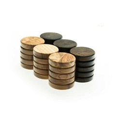 30 Natural Olive Wood Backgammon Checkers – Chips 1.4 inches