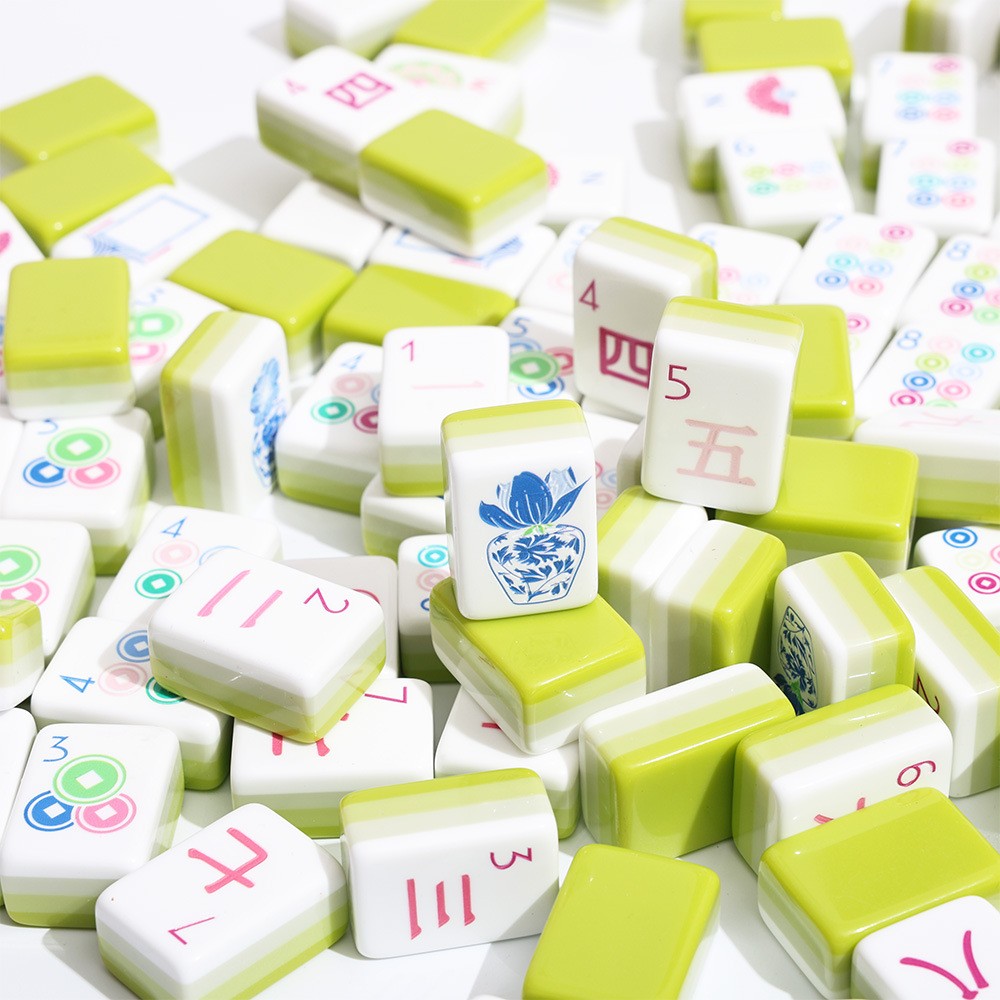 New vibrant layered mahjong tiles – American style 160 tiles – Green tea color