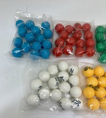 Multi Color Bingo Ball Set-NUMBERED #1-75 FIVE DIFFERENT COLORS, New; See Desc.