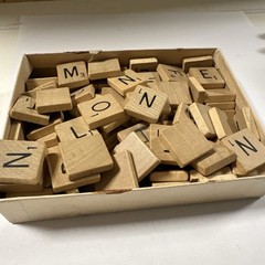 Vintage Built Rite Rainbow Anagrams Box, Manual, 4 Wood Racks + 99 Wood Tiles
