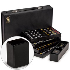 Yellow Mountain Imports Japanese Riichi Mahjong Set – Black Standard Size Tiles