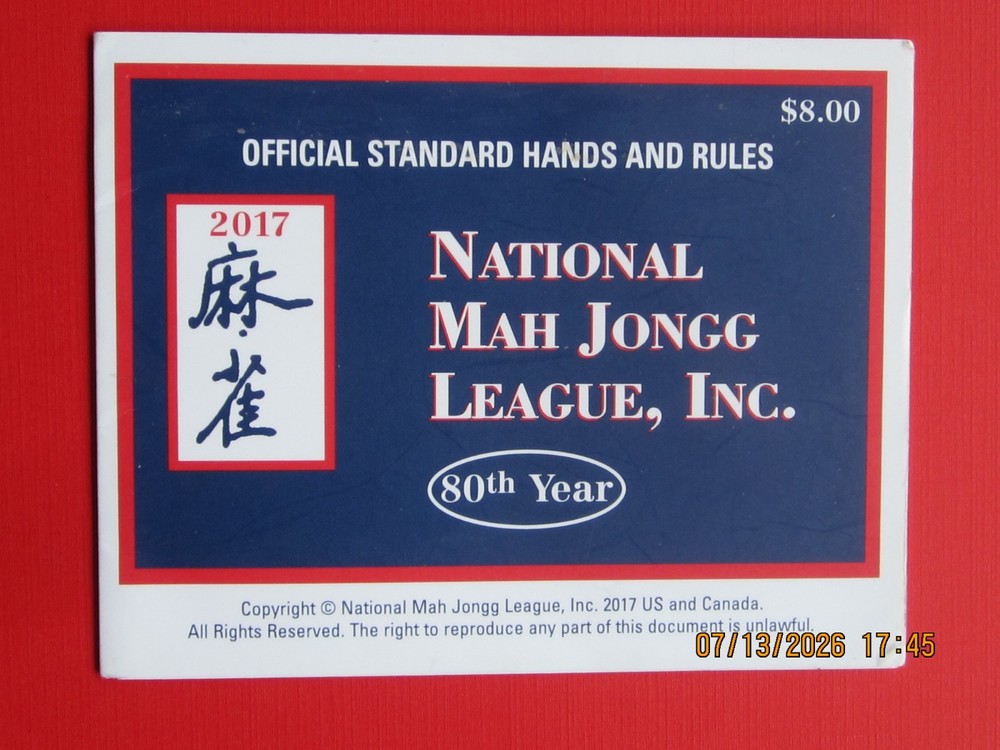 National Mah Jongg League Card 2017 Standard Size