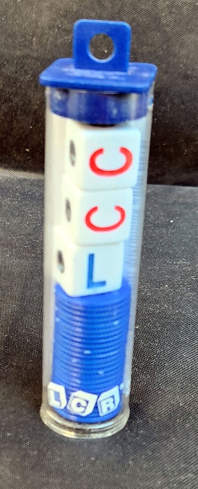 LCR (Left, Center, Right) Single Blue Tube Dice Game + Instructions [VHTF] (EUC)