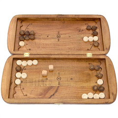 Handmade Wooden Backgammon Set “Champion” – Large Carved Board 16.5×15 in