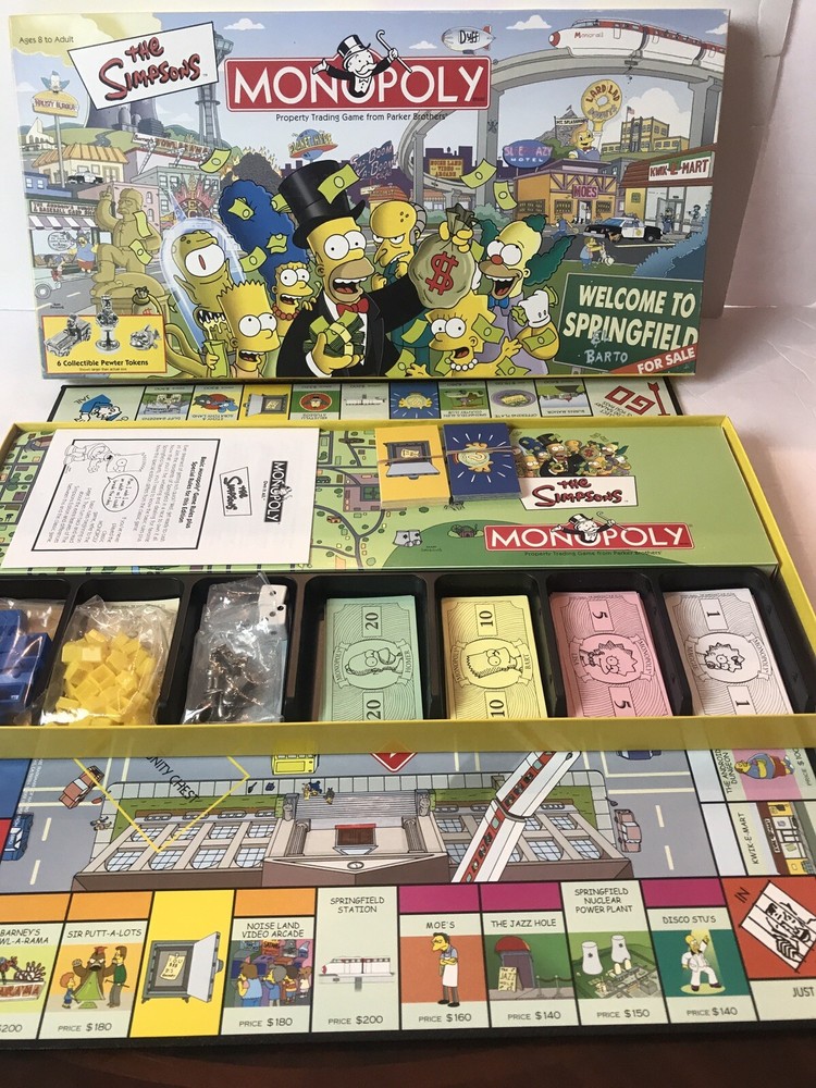 Monopoly The Simpsons Edition Board Game Parker Bros, 6 Pewter Tokens E3A