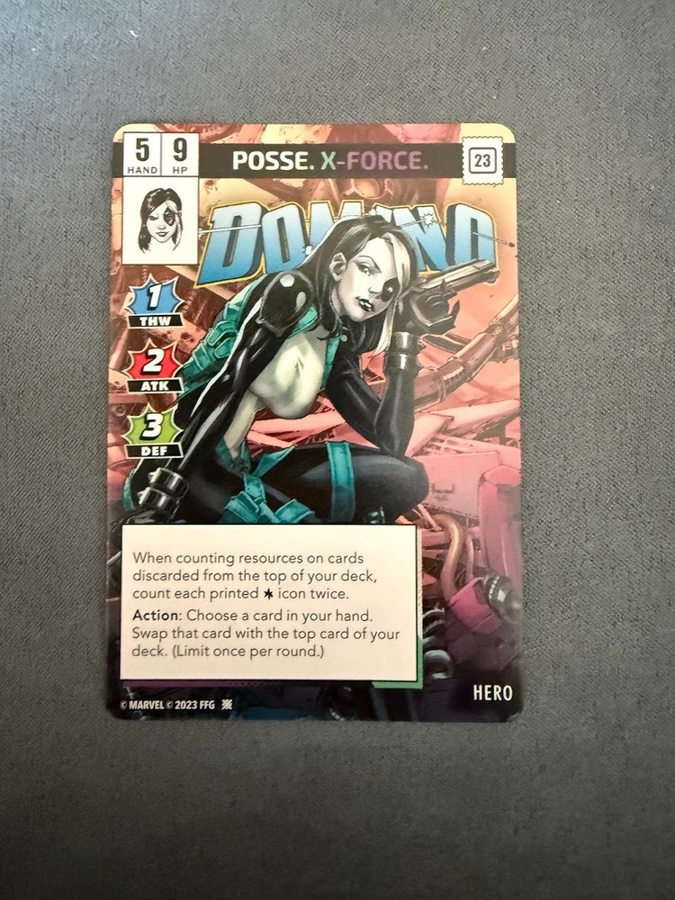 [Marvel Champions LCG] Domino (Alternate Art) – NeXt Evolution Promo Card – NM