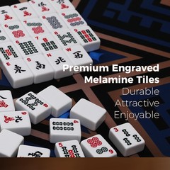 Kyerlish American Mahjong Tile Set with Blue Printed Carrying Bag, Print
