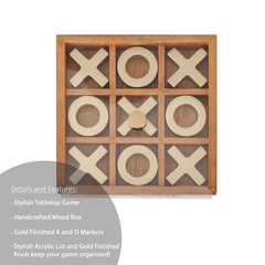 Mainstays Decorative Gold and Wood Tabletop Tic Tac Toe Tabletop Set