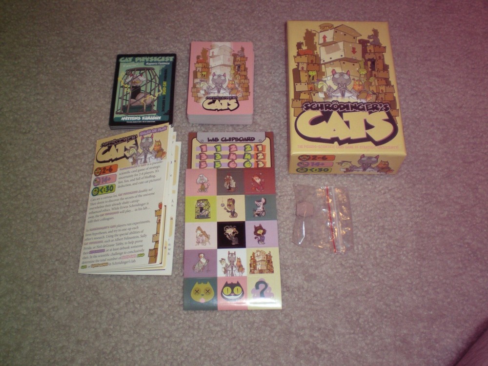 Schrodinger’s Cats Card Game by Ninth Level Games Complete & Nice w/ Stickers!
