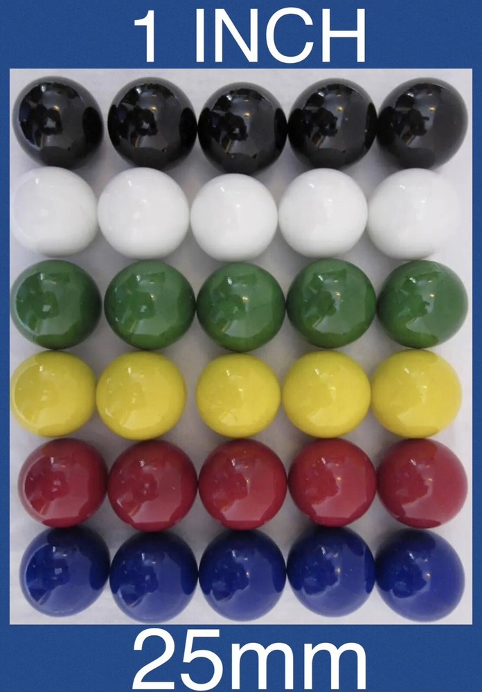 30 LARGE 1″ (25mm) Replacement Marbles Aggravation Board game Solid Color GLASS