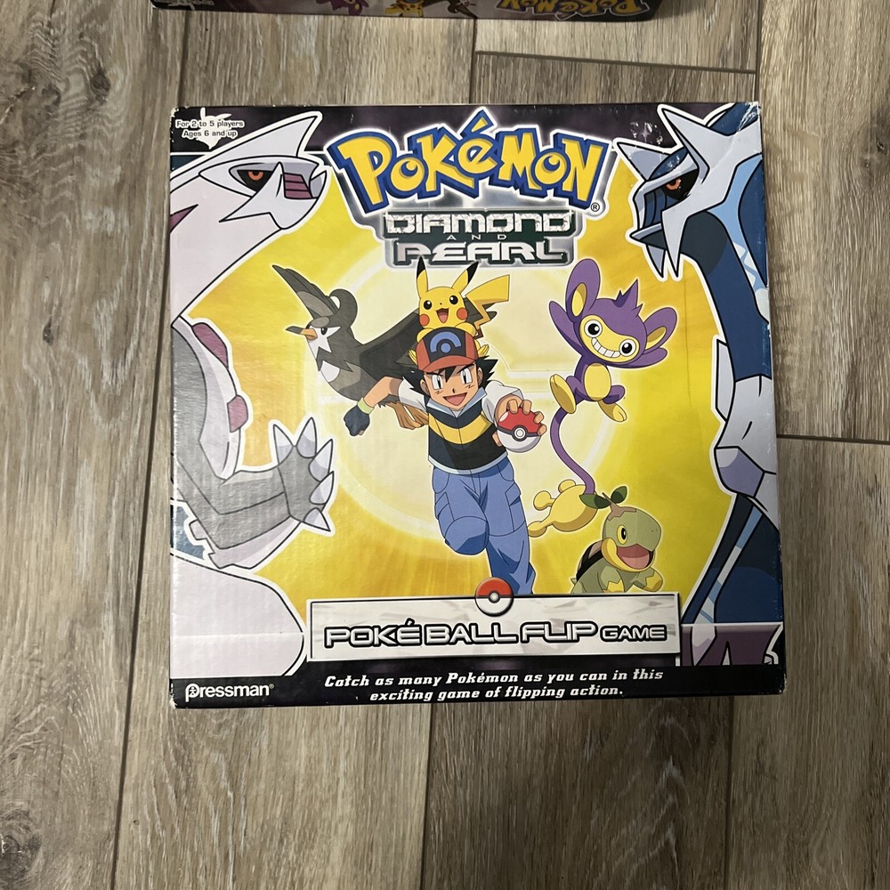 Pokemon Diamond & Pearl Poke-Ball Flip Game Pressman Complete Ash Pikachu Dialga