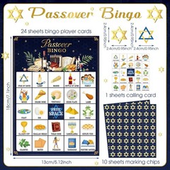 35 Pcs Passover Bingo Games 24 Players Pesach Bingo Cards Jewish Seder Matzo …
