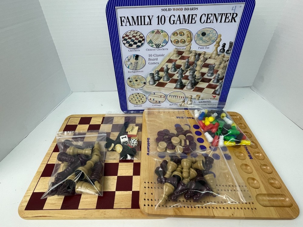 Cardinal Family 10 Game Center Solid Wood Boards Ten Classic Games