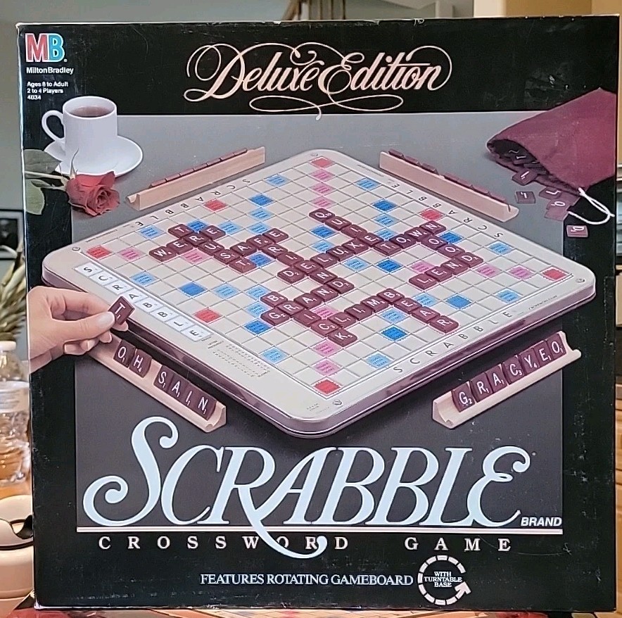 1989 Milton Bradley 4034 Scrabble Deluxe Edition Board Game EUC COMPLETE