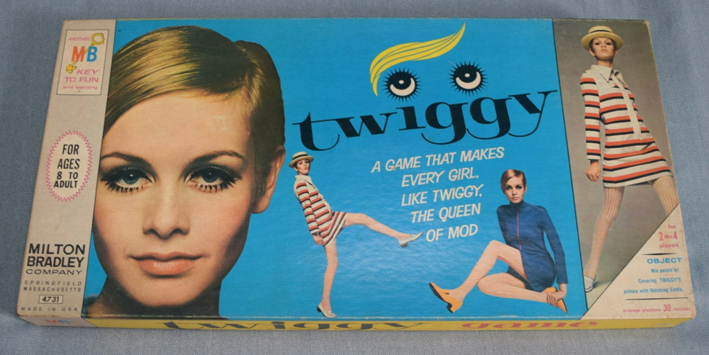 COMPLETE Vintage Twiggy Board Game 1960s 1967 MB Milton Bradley Queen of Mod