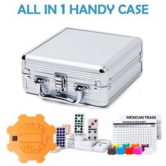Mexican Train Dominoes Set Double 12 with 91 Tiles and Aluminum Case