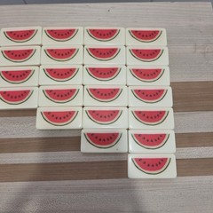 Puremco Marblelike Dominoes White Standard Double 6 WATERMELON No 616 Vintage