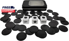 Left Right Center Dice Game Prime Set with 3 Dices + 40 Chips Left on Product