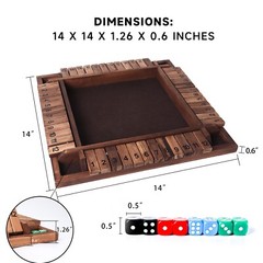 4-Player 12 Number Shut The Box Dice Game. Family Party Porch Pub Bar Board Game